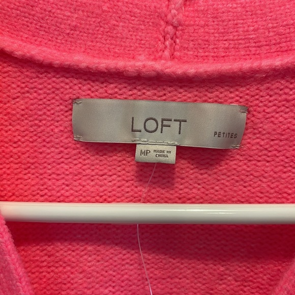 NWT Loft Petites Bright Pink Star Cardigan Women’s Size Medium Petite - Picture 2 of 8